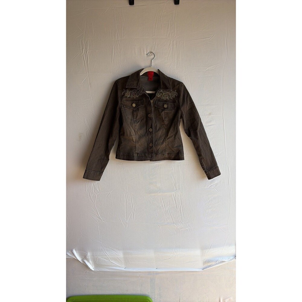 Vintage Cristina V Studded Chocolate Brown Denim Jacket